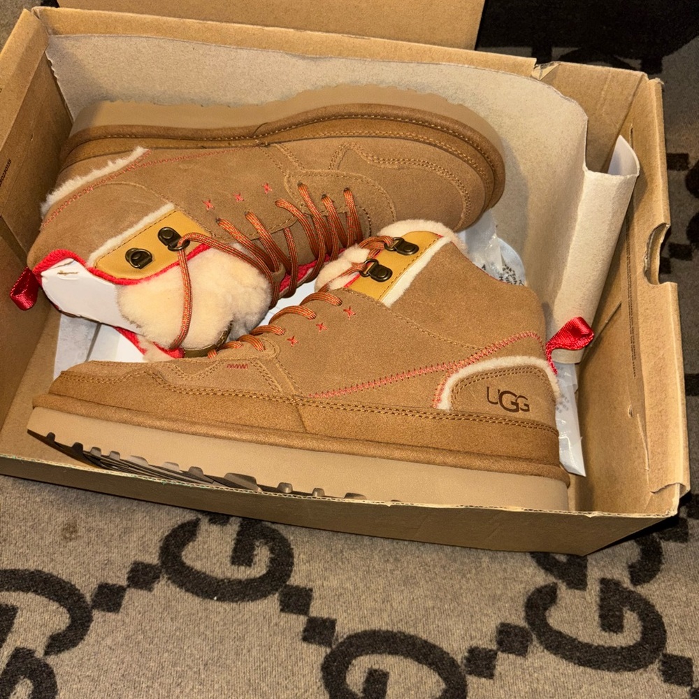 UGG Women’s Tan Boots with Red Accents